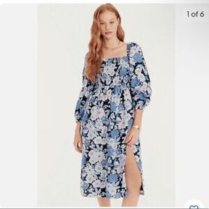 J. Crew Linen Daydream Dress In Zinnia floral Navy size XS